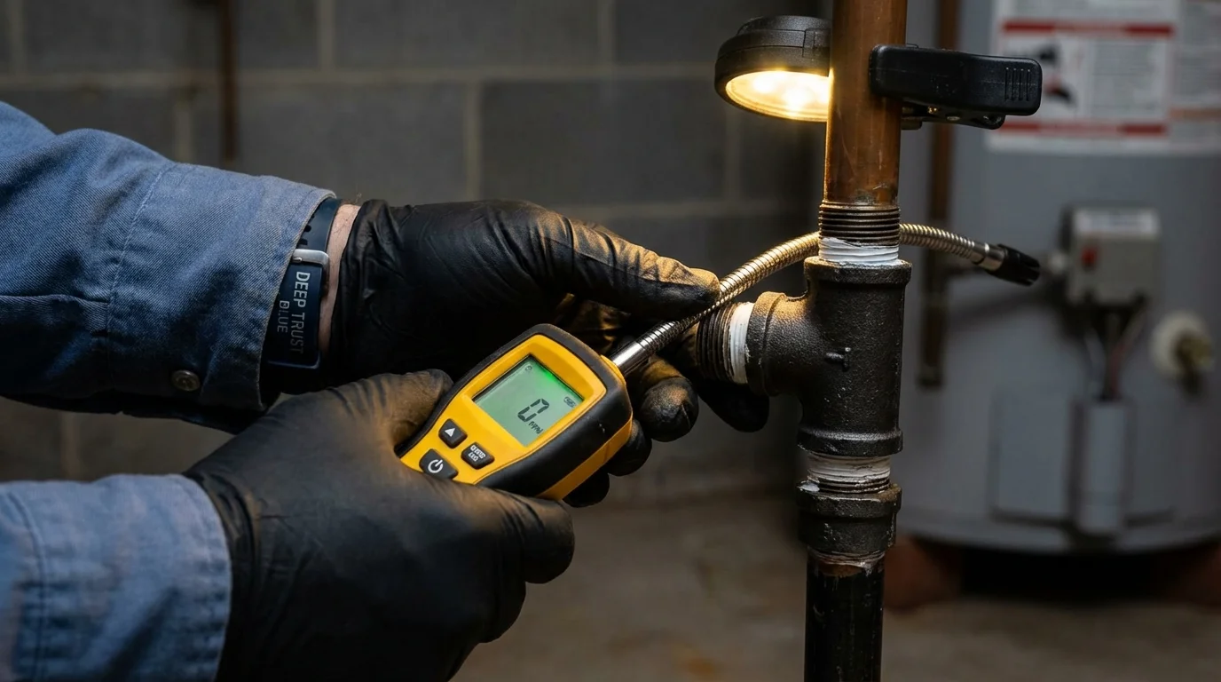 Gas leak detection with electronic sniffer by Johns Plumbing LLC in Amery