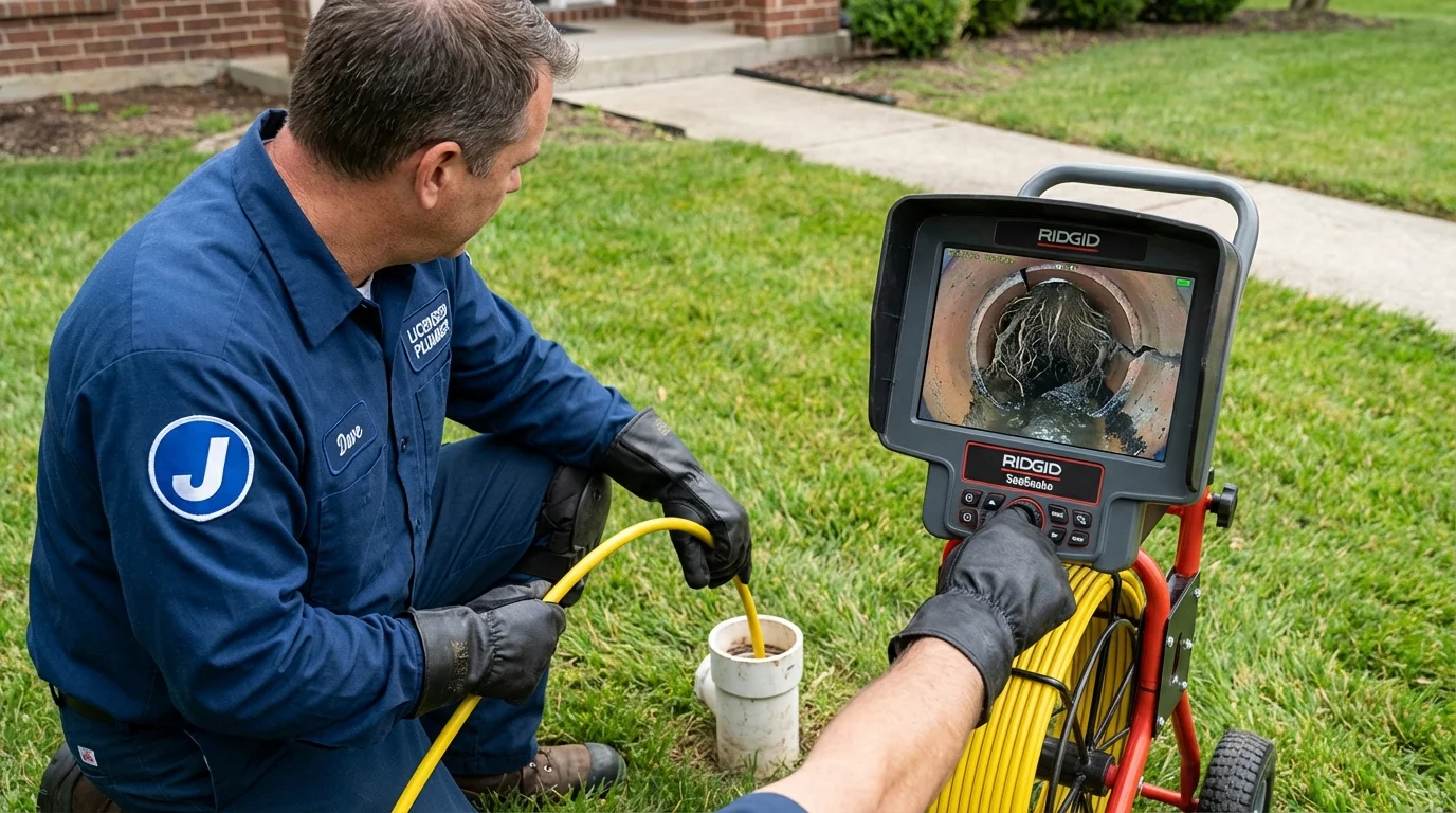 Sewer camera inspection being performed by Johns Plumbing LLC in Amery